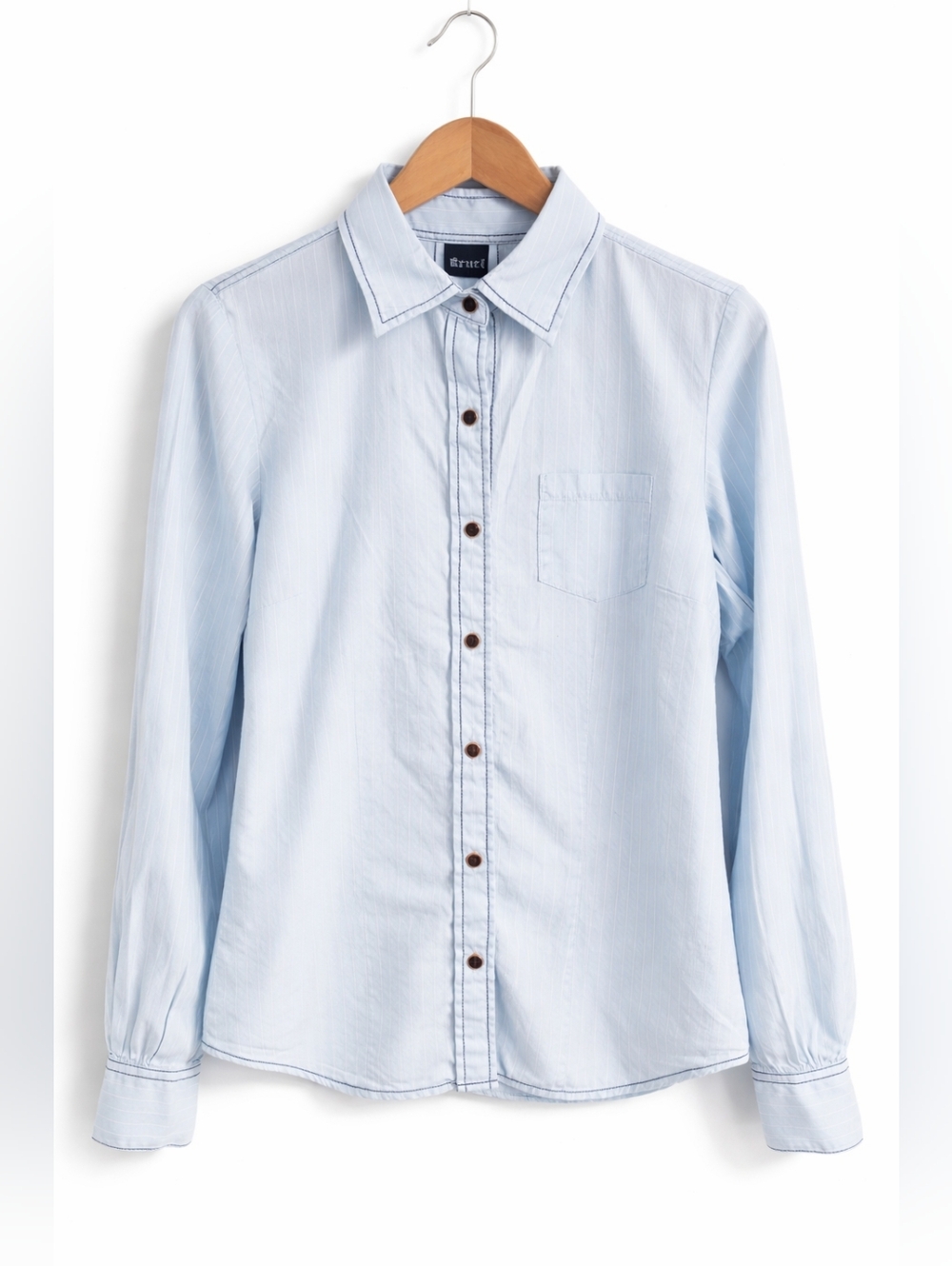 Cruel Girl Blue Pinstripe Button Down Shirt Women’s Small Western Lightweight